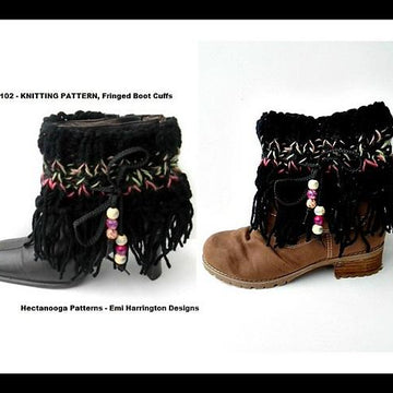 1002K- KNIT fringed boot cuffs