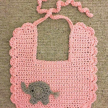 Baby Bib with Elephant Appliqué