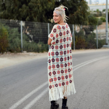 Desert Dawn crochet cardigan with fringe