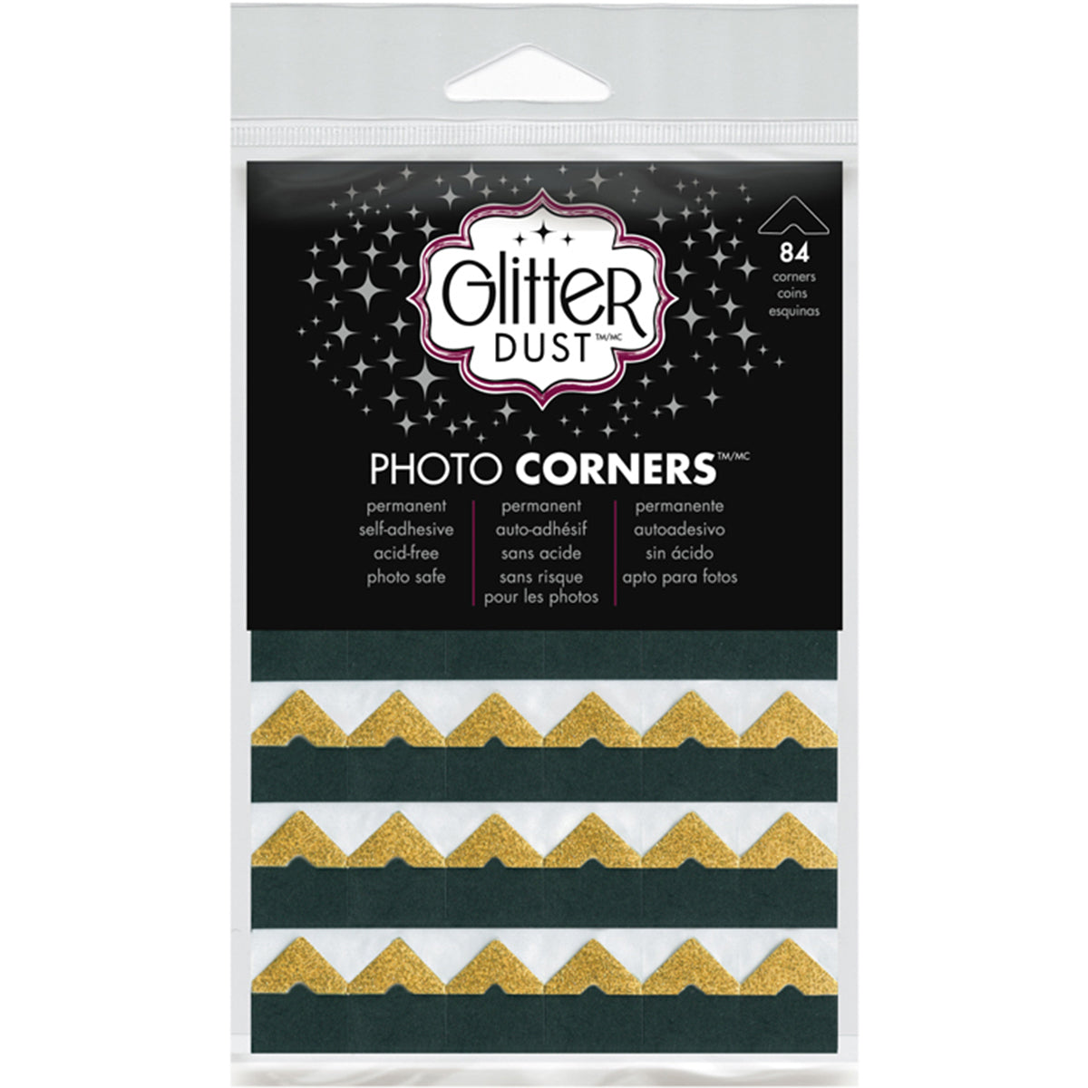 Therm O Web Glitter Dust Photo Corners 84/Pkg - Gold