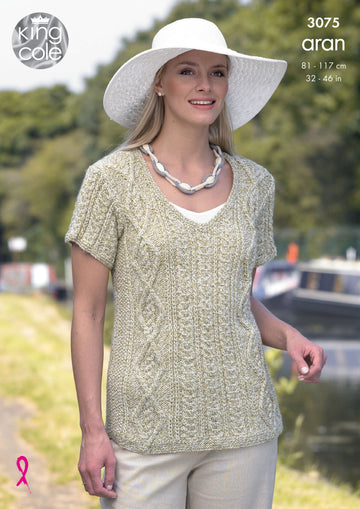 Sweater and Jacket Knitted in King Cole Fashion Aran - 3075 - Leaflet