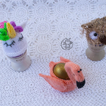 Easter Egg Cozy: flamingo, owl, unicorn