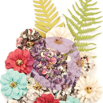 Prima Marketing Mulberry Paper Flowers - Secret Garden/Midnight Garden 14/Pkg
