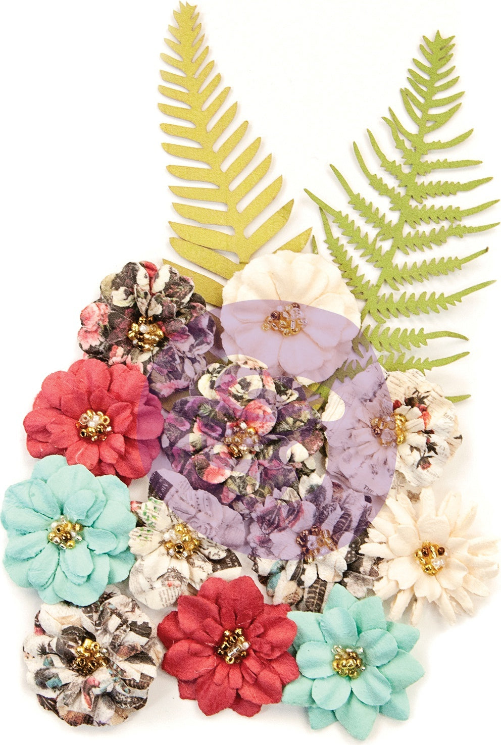 Prima Marketing Mulberry Paper Flowers - Secret Garden/Midnight Garden 14/Pkg