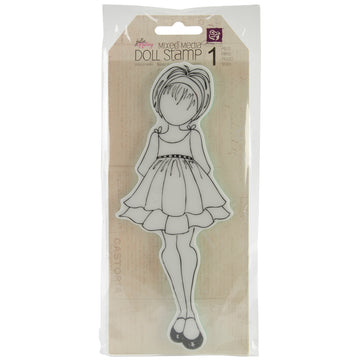 Prima Marketing Julie Nutting Mixed Media Cling Rubber Stamp - Doll W/Ruffle Dress