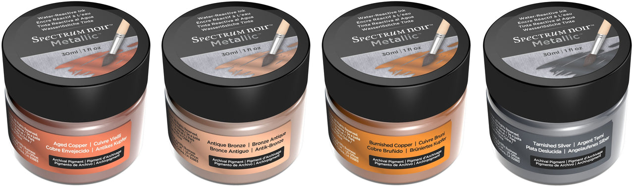 Crafter's Companion Spectrum Noir Metallic Inks 1oz 4/Pkg - Vintage Metallics