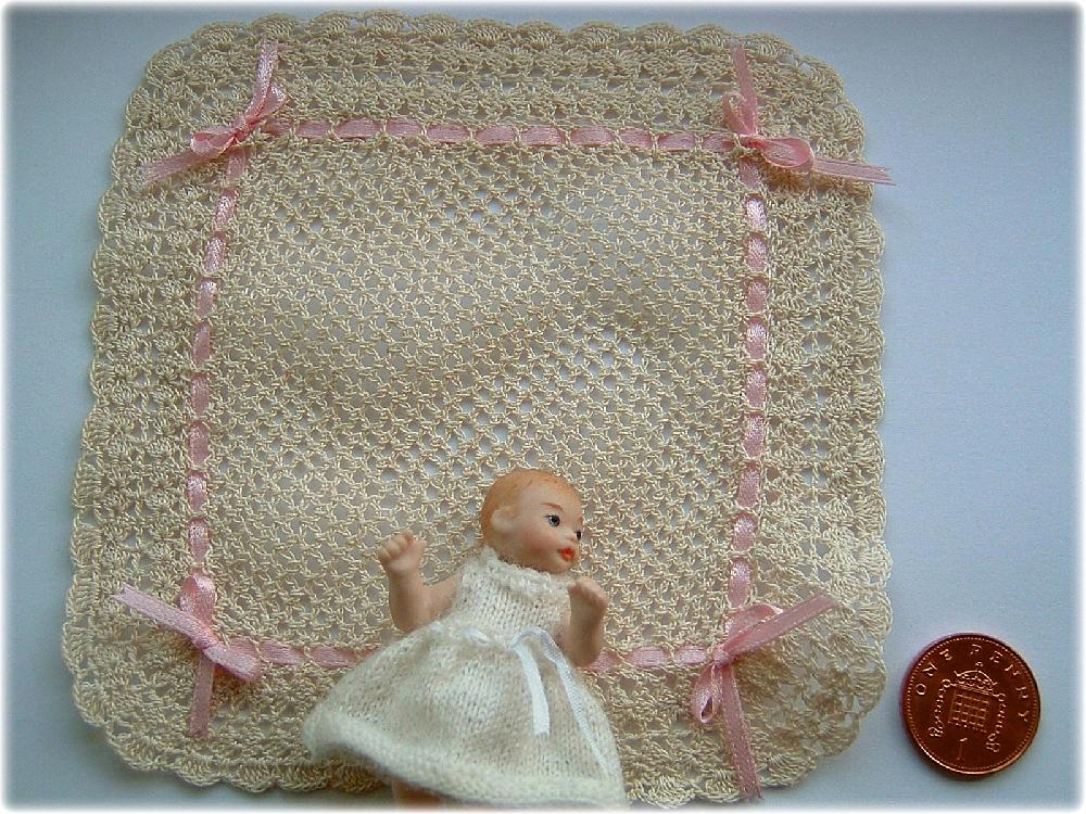 1:12th scale Lace baby shawl