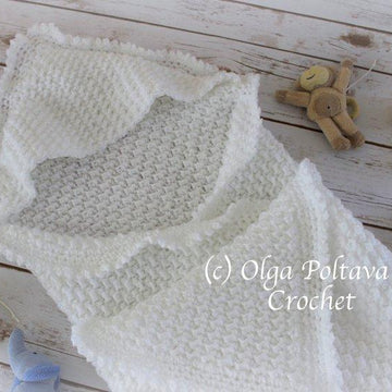 White Hooded Baby Blanket