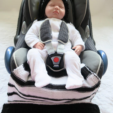 Zebra Hooded Baby Car Seat Blanket