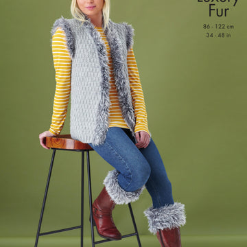 Jacket, Gilet & Boot Toppers in King Cole Fashion Aran & Luxury Fur - 5448 - Downloadable PDF