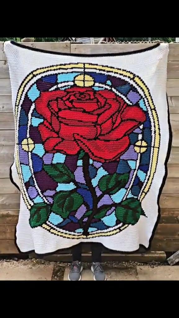 Stained Glass Rose Graphghan Crochet Pattern