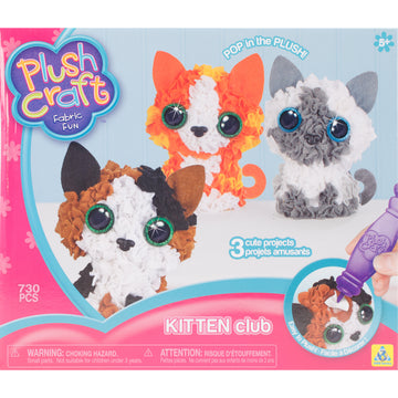 Orb Factory Plush Craft Fabric Fun Kit Kitten Club 3/Pkg - Kittens
