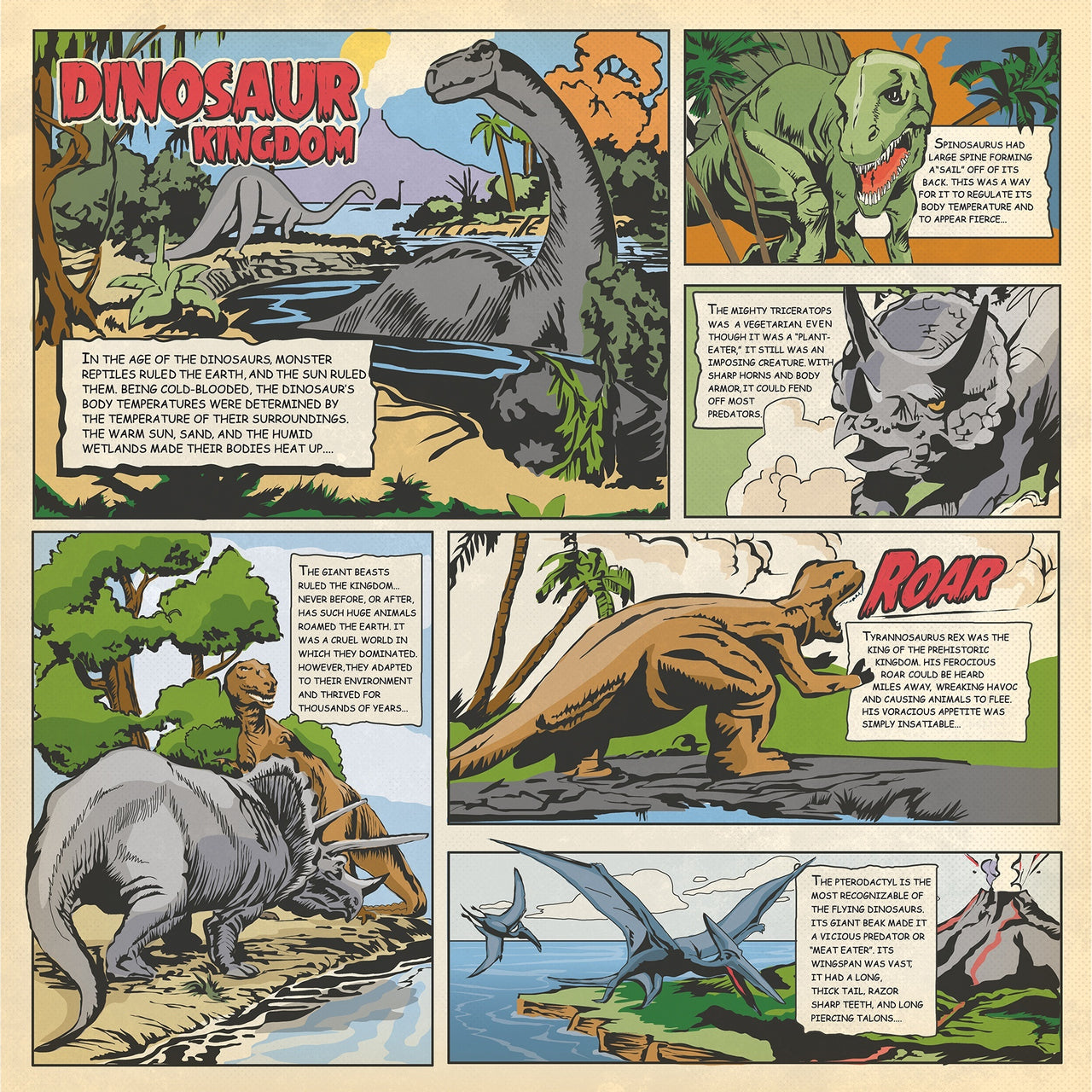 Echo Park Paper Dinosaurs Double-Sided Cardstock 12"X12" 25/Pkg - Dino Comic Strip