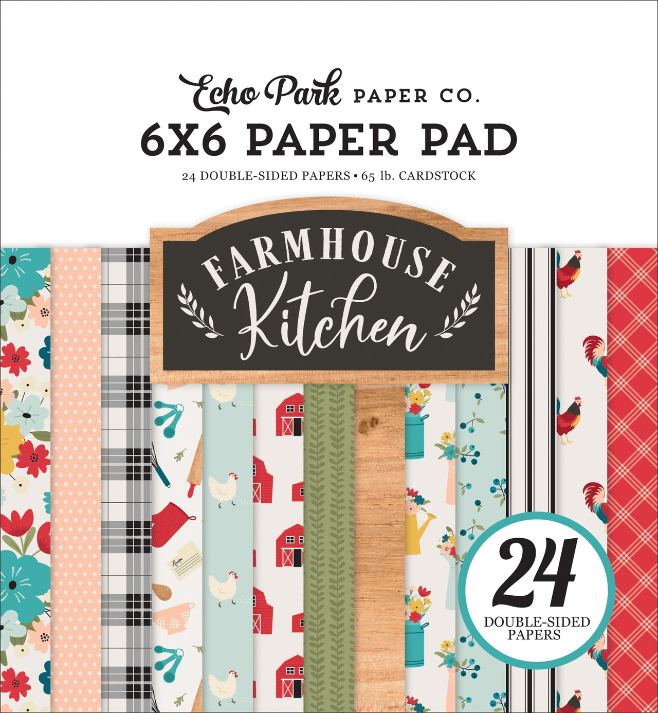 Echo Park Paper Echo Park Double-Sided Paper Pad 6"X6" 24/Pkg - Farmhouse Friends, 12 Designs/2 Each