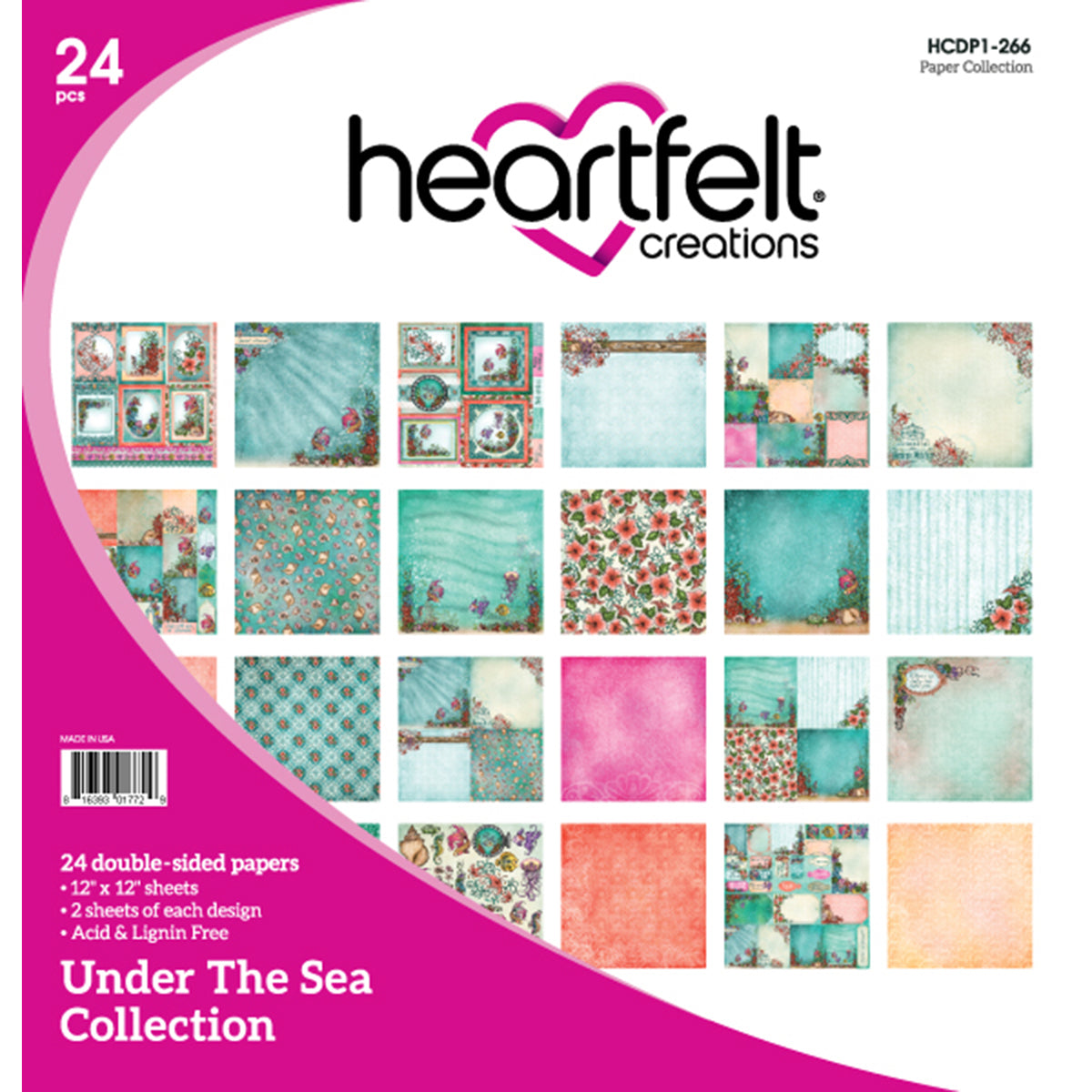 Heartfelt Creations Double-Sided Paper Pad 12"X12" 24/Pkg - Under The Sea, 12 Designs/2 Each