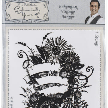 Creative Expressions Sentimentally Yours By Phill Martin A6 Rubber Stamp - Bohemian Vintage Banner