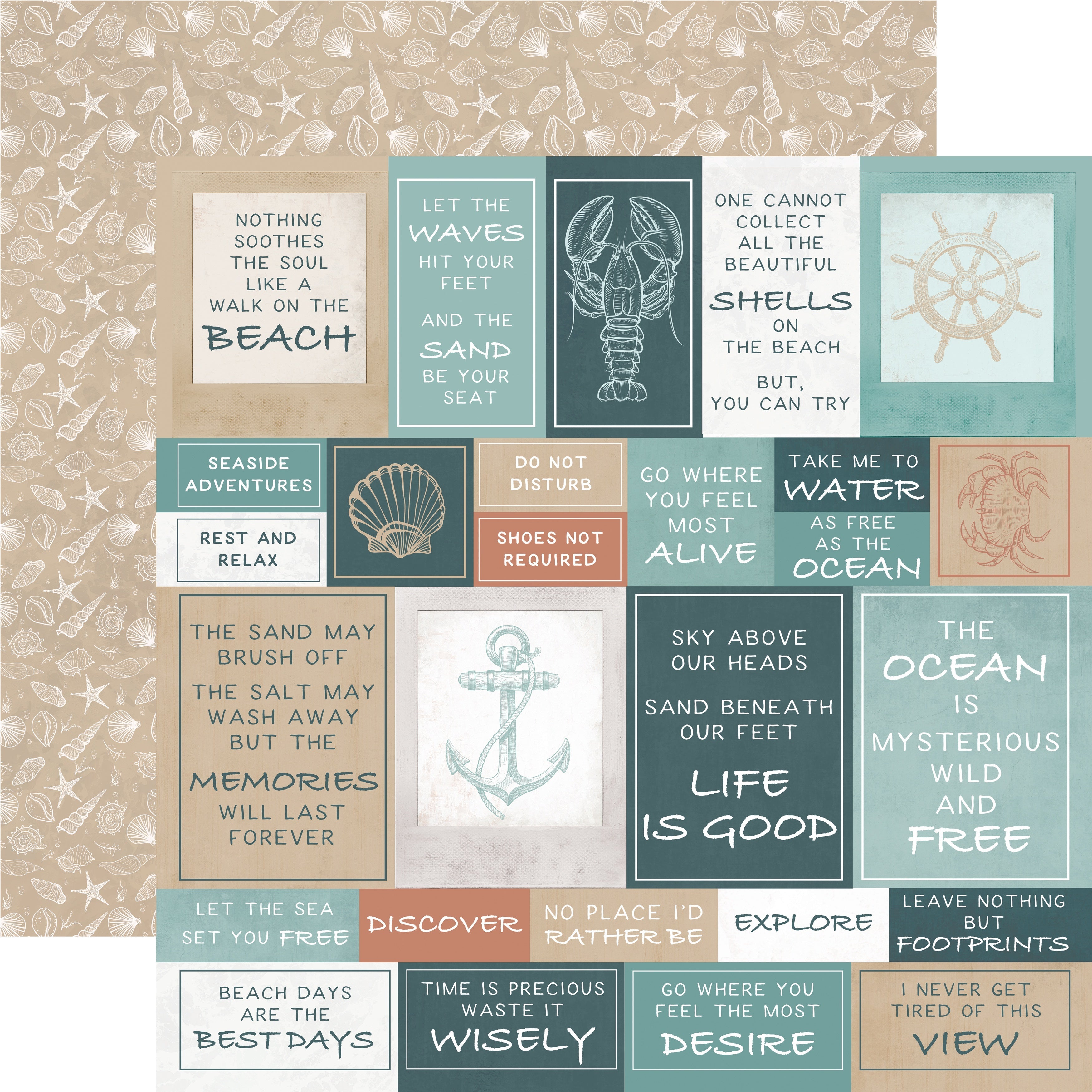 Kaisercraft Uncharted Waters Double-Sided Cardstock 12"X12" 10/Pkg - Shallows