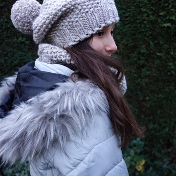 Oatmeal Cable Hat and Cowl