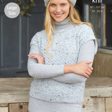 Ladies Round and V Neck Tanks Knitted in King Cole Homespun DK - 5796 - Downloadable PDF