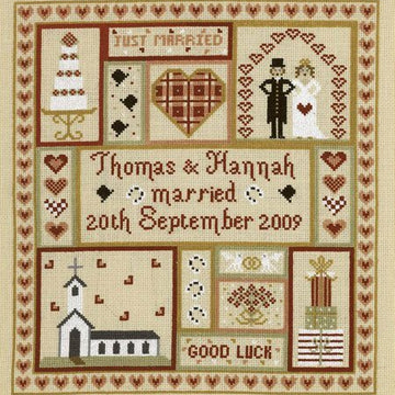 Historical Sampler Company Wedding Patchwork Sampler Cross Stitch Kit - 27cm x 29cm