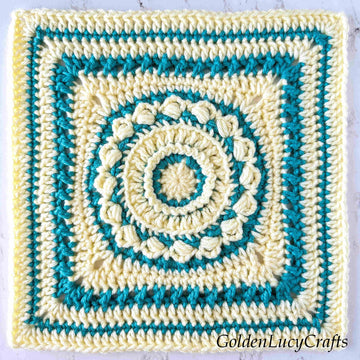 Crochet Square Block Ocean Foam