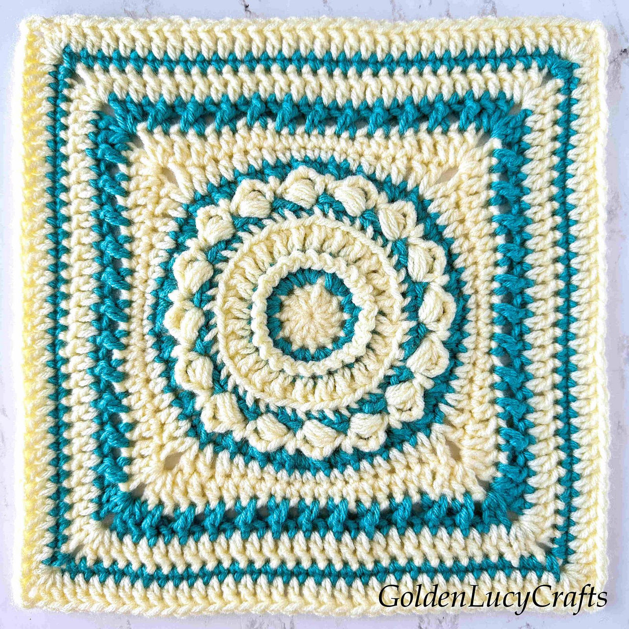 Crochet Square Block Ocean Foam