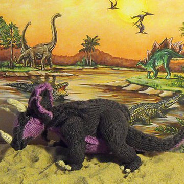 Tracy Triceratops toy dinosaur knitting pattern