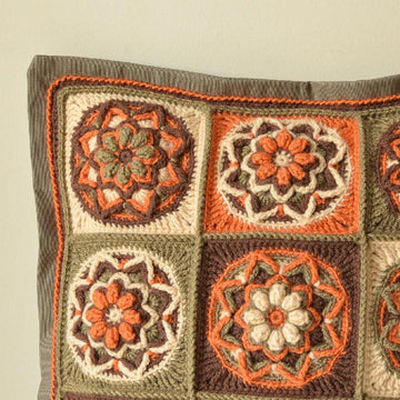 Chocolate Lotus Pillow - Overlay crochet