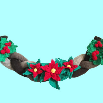 Christmas garland / swag with poinsettia and holly