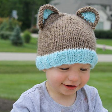 Bulky Weight Knit Bear Beanie