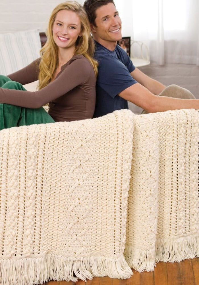 Heirloom Stitches Throw in Red Heart Super Saver Economy Solids - WR2081