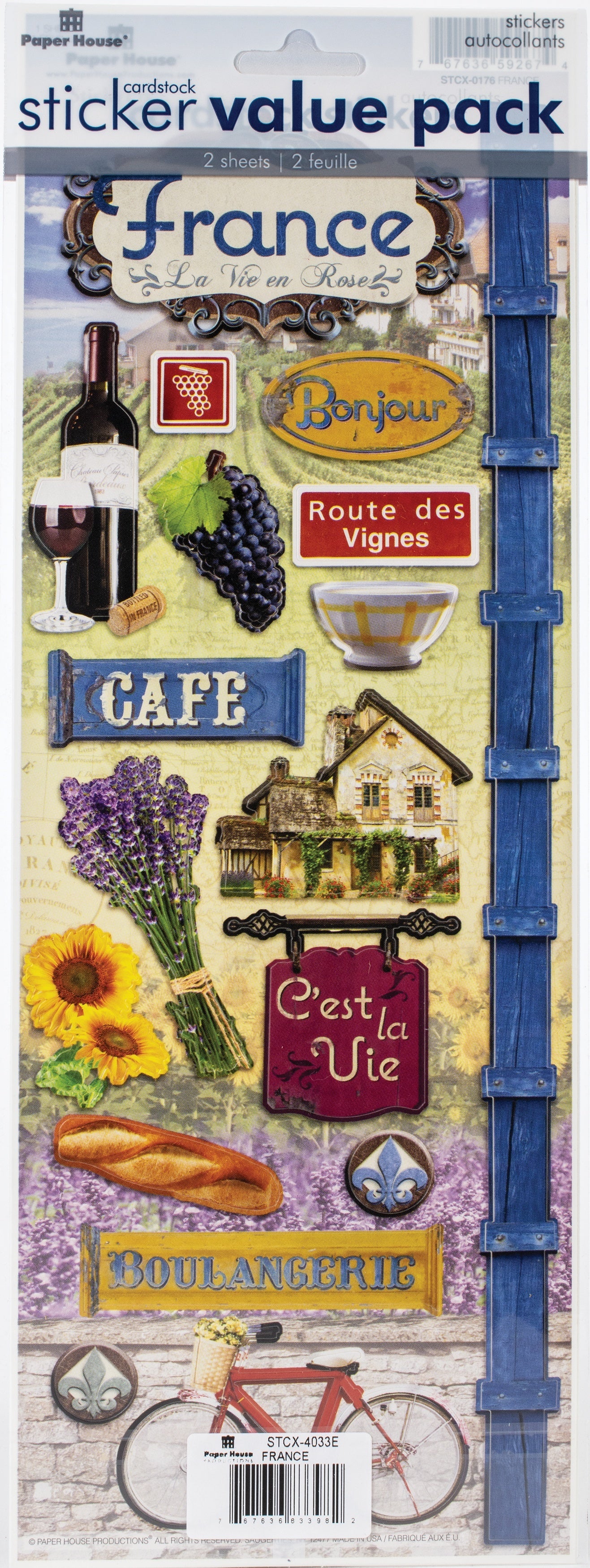 Paper House Cardstock Sticker 2/Pkg - France