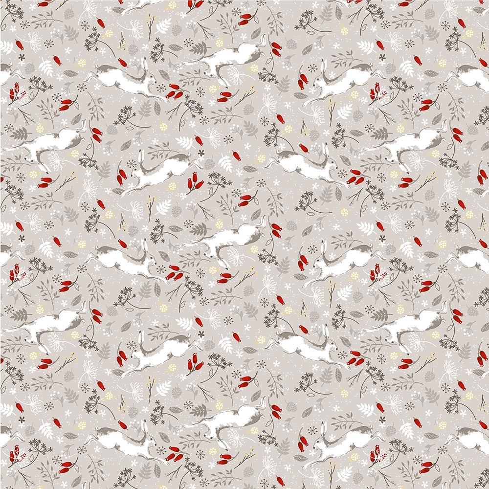 Craft Cotton Company Christmas Hare & Robin - Stone