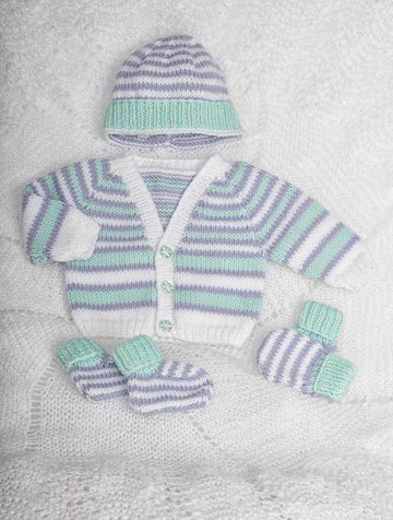 Premature Baby Cardi, hat, mitts and booties