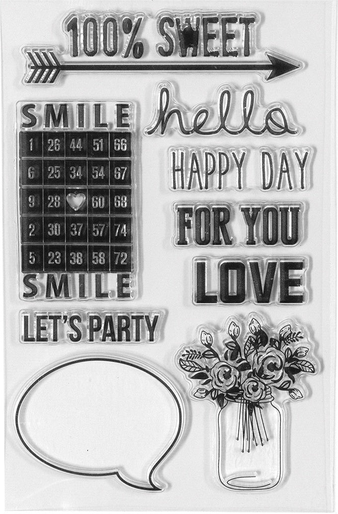 Spellbinders Clear Acrylic Stamps - 100% Sweet Sentiments