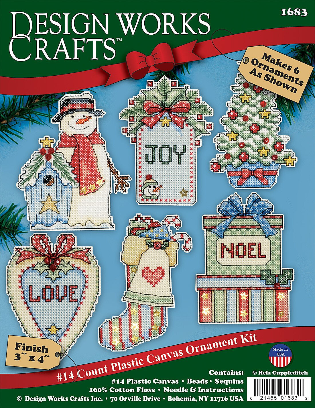 Design Works Country Christmas Plastic Canvas Ornaments Cross Stitch Kit - 7.5cm x 10cm