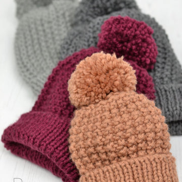 Zeke CHUNKY Simple Texture Bobble Hat
