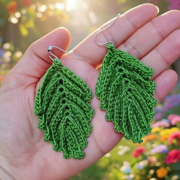 Crochet Leaf Earrings PDF Pattern + Video Tutorial
