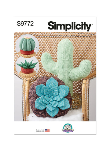 Simplicity Decorative Succulent and Cactus Plush Pillows by Carla Reiss Design S9772 - Sewing Pattern