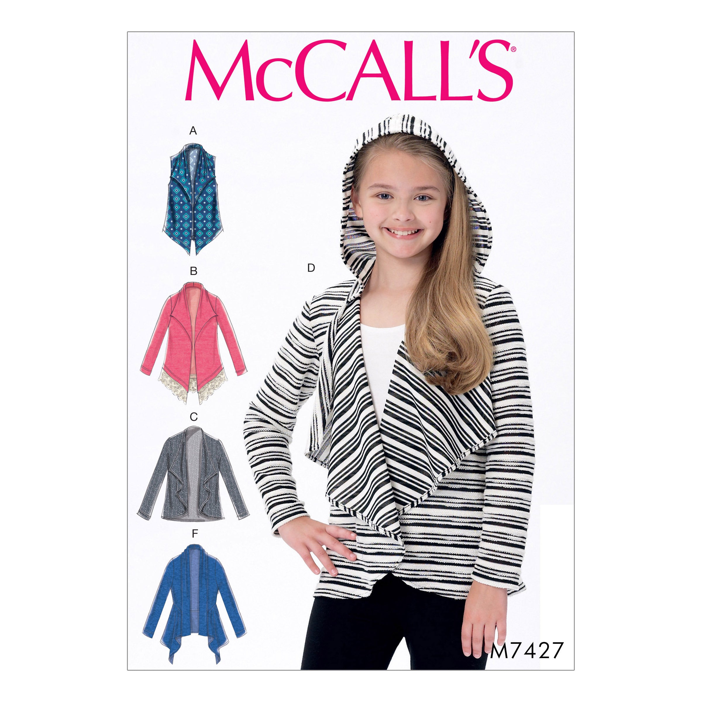 McCall's Girls' Shawl Collar Vest and Cardigans M7427 - Sewing Pattern