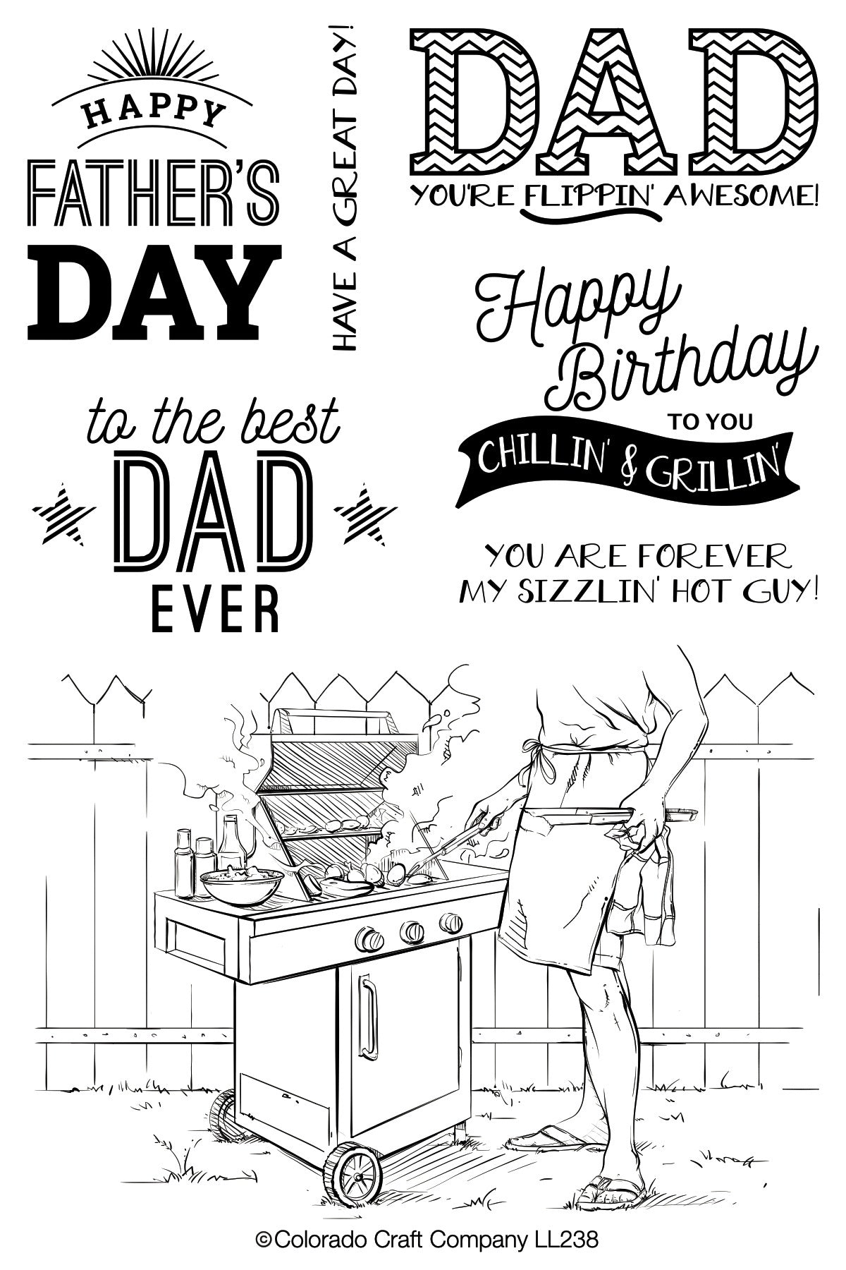 Colorado Craft Company Clear Stamps 4"X6" - Chilin' & Grillin' Dad-Lovely Legs