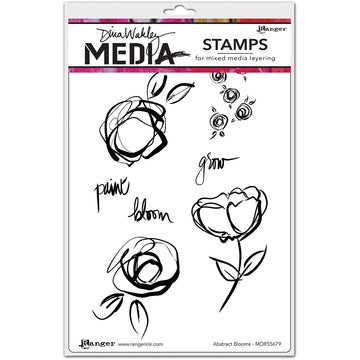 Ranger Dina Wakley Media Cling Stamps 6"X9" - Abstract Blooms
