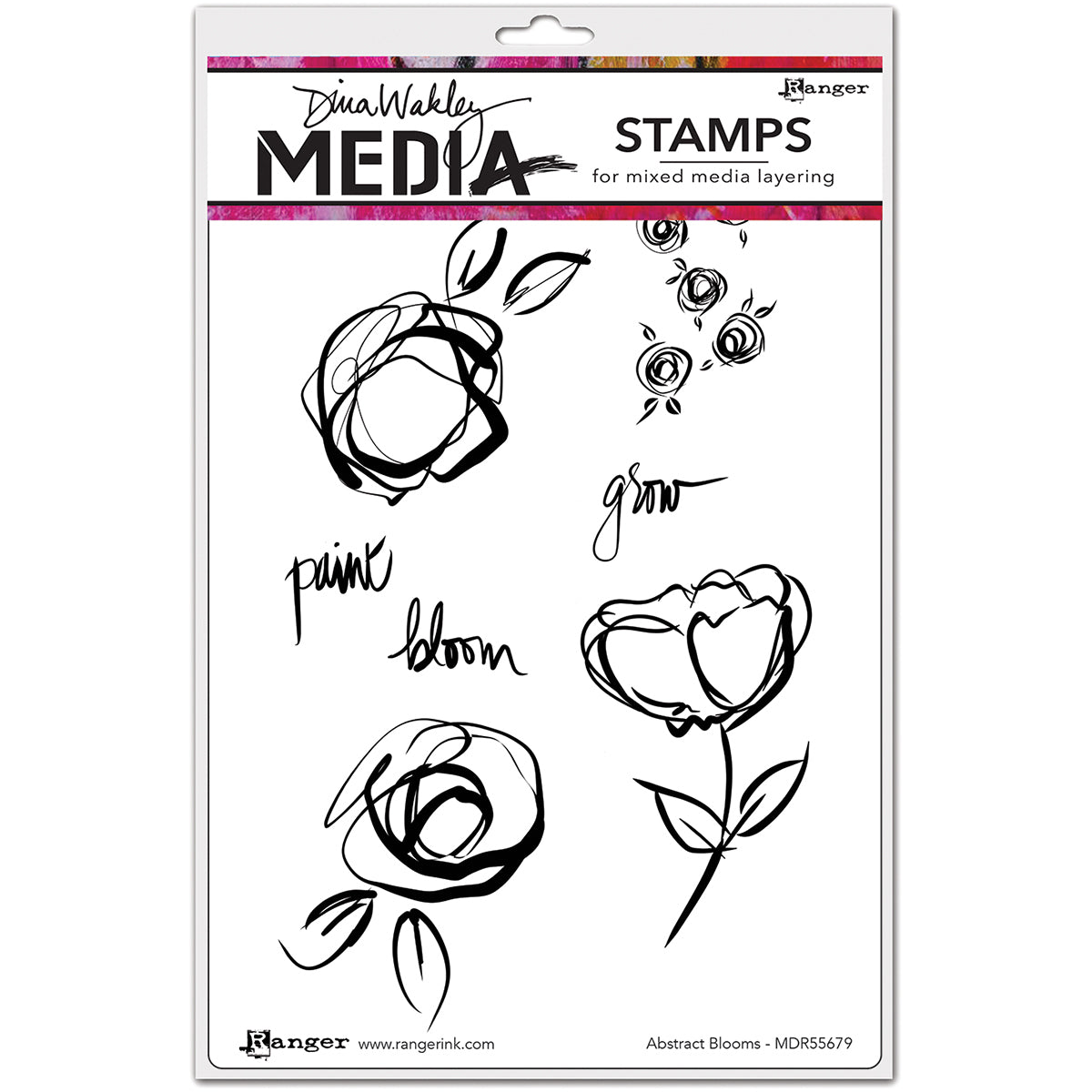 Ranger Dina Wakley Media Cling Stamps 6"X9" - Abstract Blooms