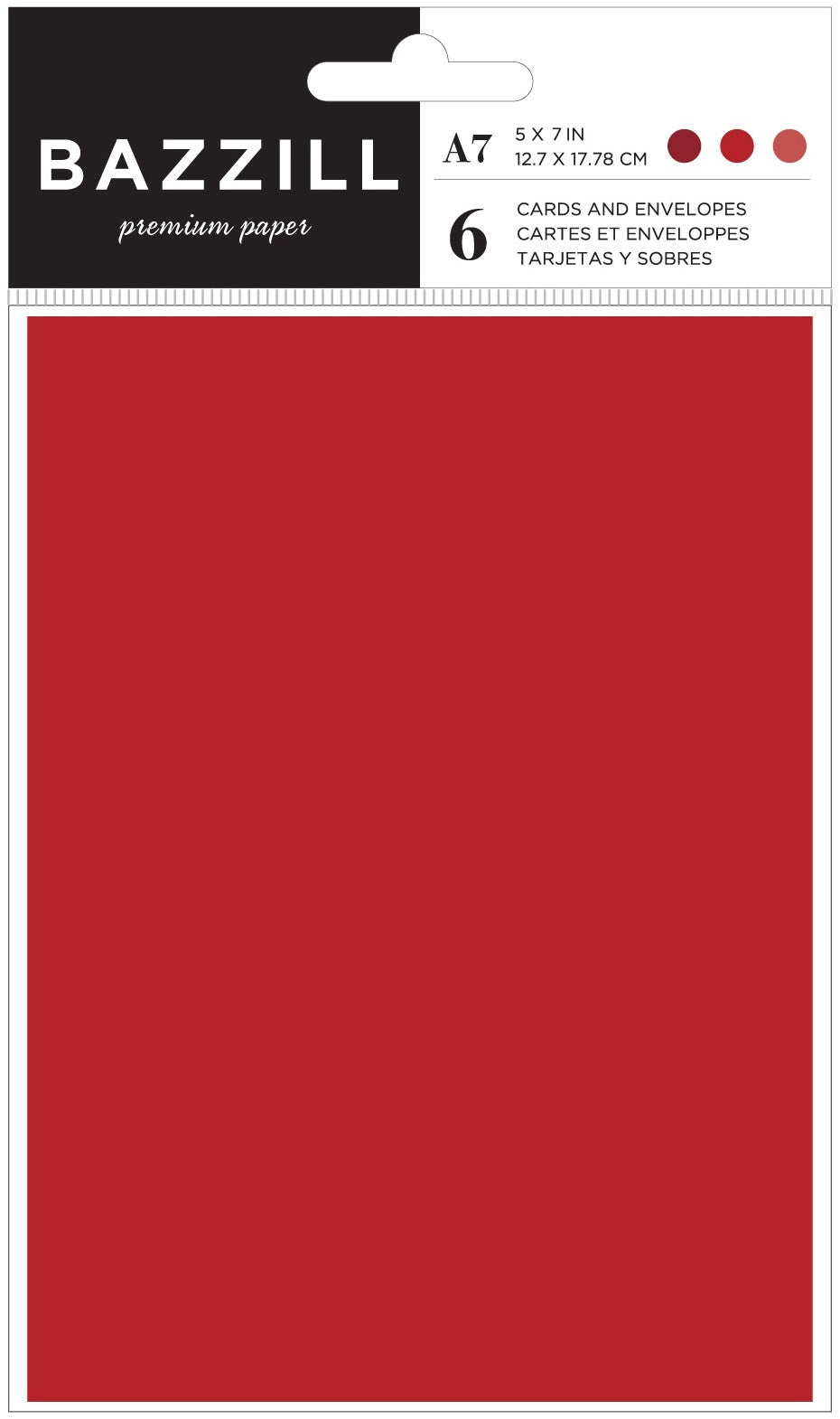 Bazzill Cards W/Envelopes 5"X7" 6/Pkg - Reds