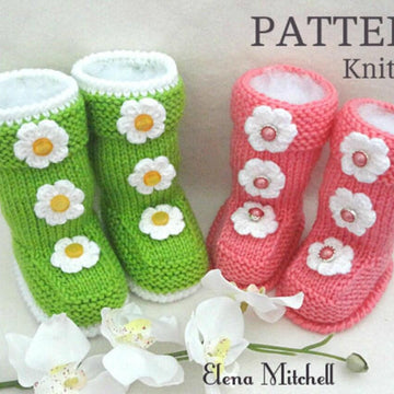 Knitted Baby Girl Booties Aurora Pattern by Elena Mitchell