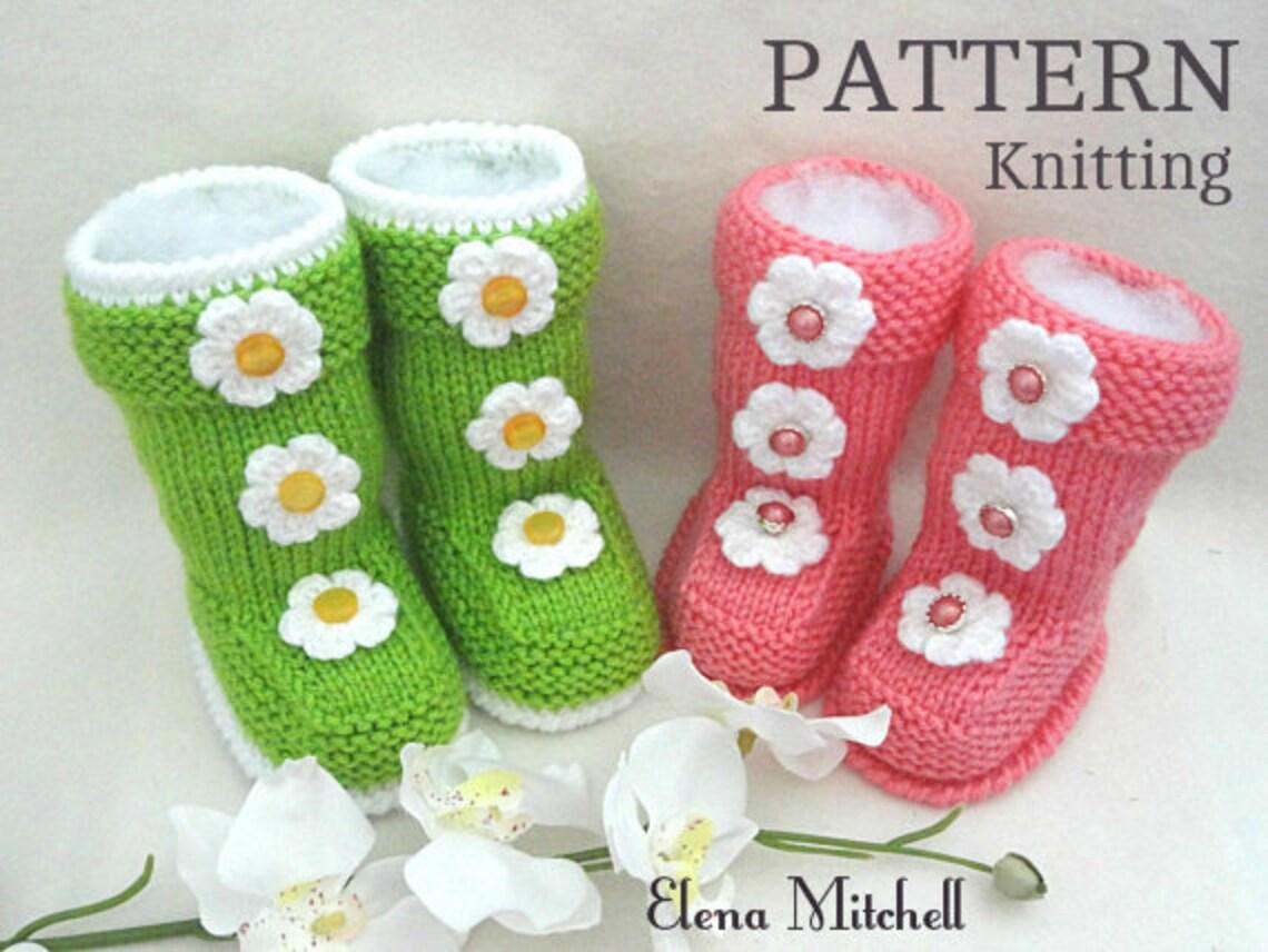 Knitted Baby Girl Booties Aurora Pattern by Elena Mitchell