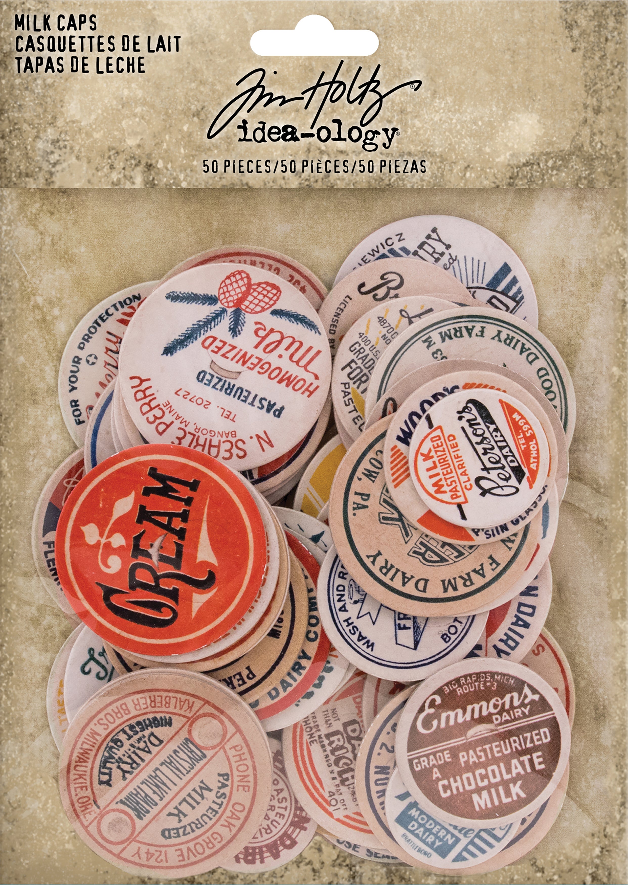 Advantus Idea-Ology Chipboard Milk Caps 50/Pkg - Assorted Sizes