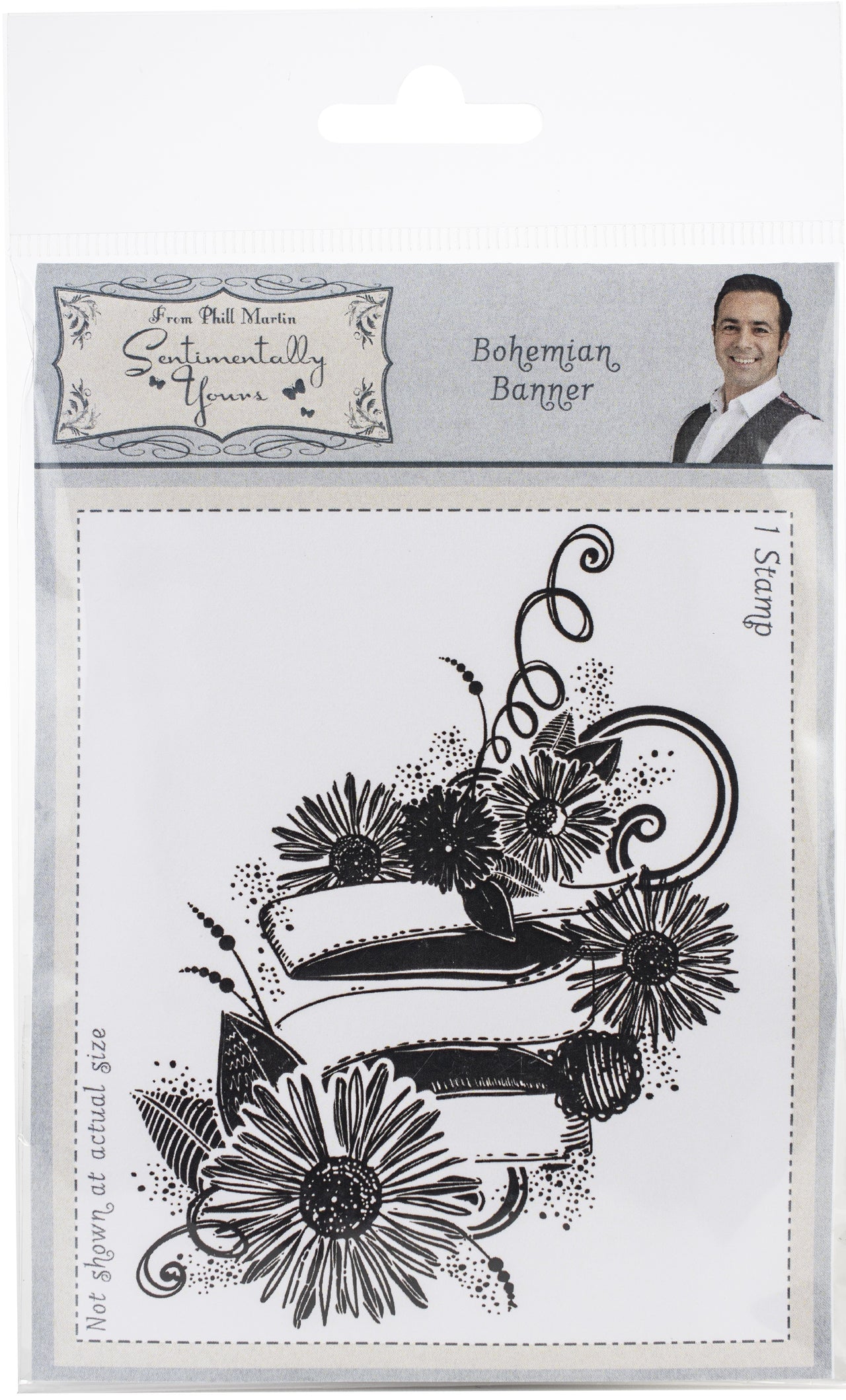 Creative Expressions Sentimentally Yours By Phill Martin A6 Rubber Stamp - Bohemian Banner