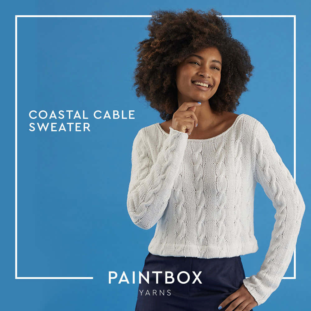 Coastal Cable Sweater - Free Jumper Knitting Pattern for Women in Paintbox Yarns Cotton Mix DK by Paintbox Yarns