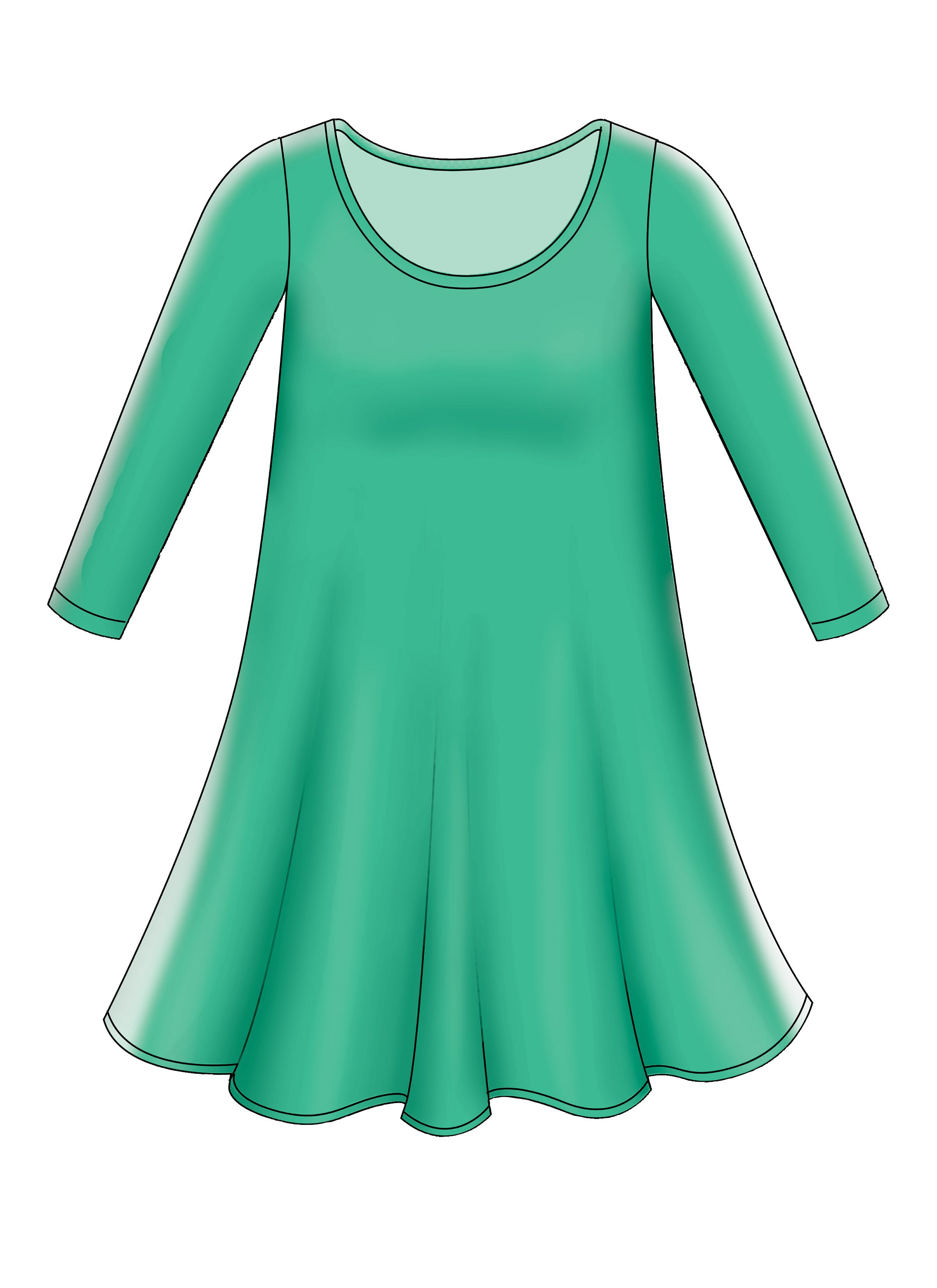 McCall's Misses' Knit Swing Dresses with Neckline and Sleeve Variations M7622 - Sewing Pattern